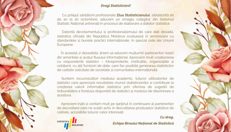 Felicităm toți statisticienii cu ocazia Zilei profesionale a Statisticianului în Republica Moldova!
