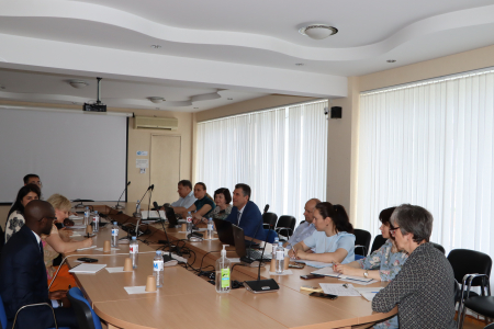 Directorul general al BNS, Oleg Cara, în discuții cu reprezentanții delegației Fondului Monetar Internațional, aflați în vizită de lucru la Chișinău